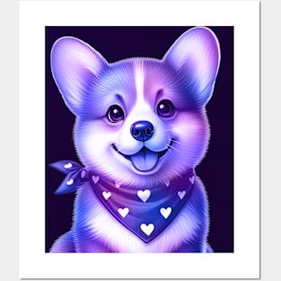 Blue Purple Corgi Posters and Art